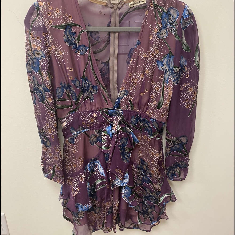 For Love and Lemons Purple Cleo Mini Dress